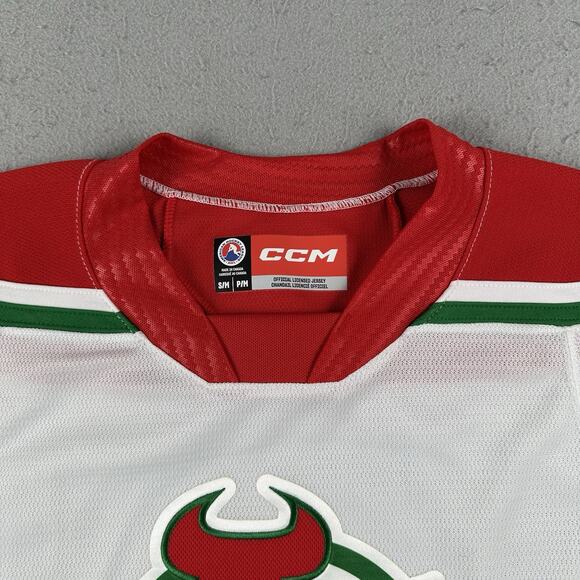 Utica Devils Jersey Youth Small White Red Stitch Logo AHL CCM - Picture 4 of 16
